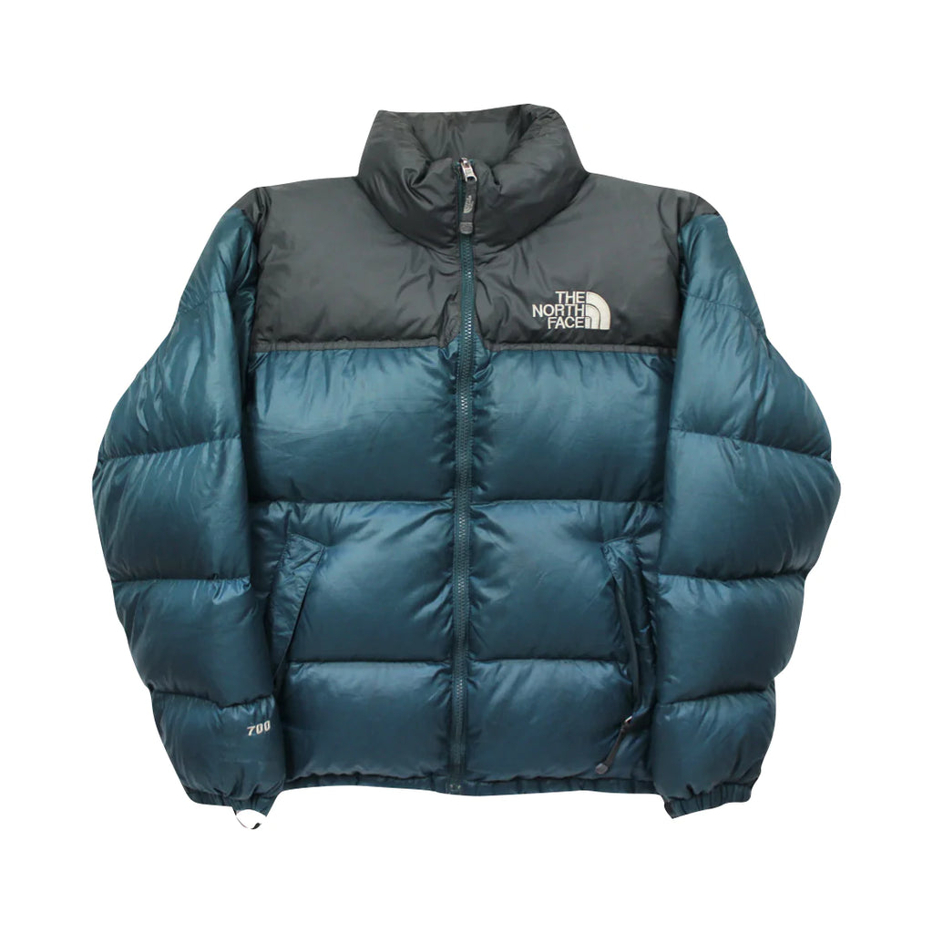 The North Face Sea Green Blue Puffer Jacket WITH STAIN