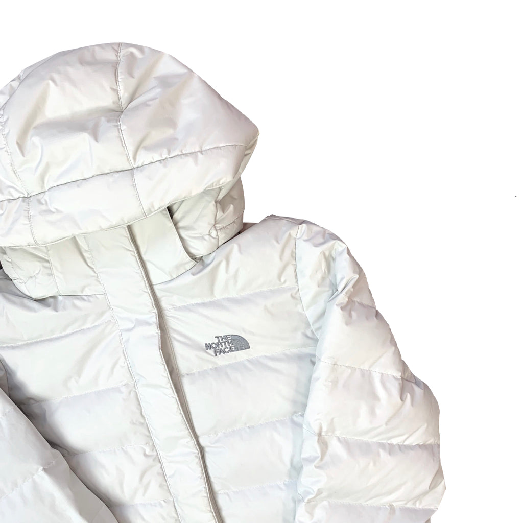 The North Face Women's Washed White Hooded Puffer Jacket