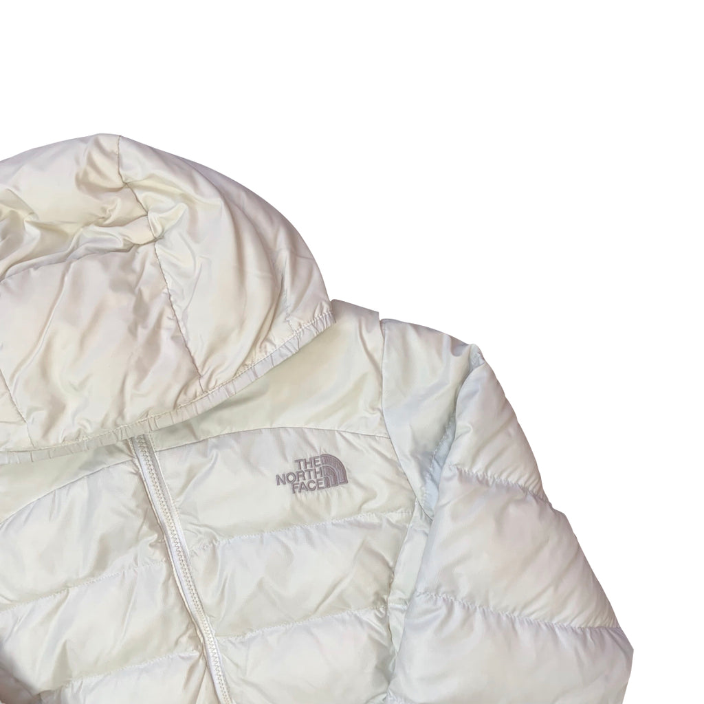 The North Face Women's White Hooded Puffer Jacket
