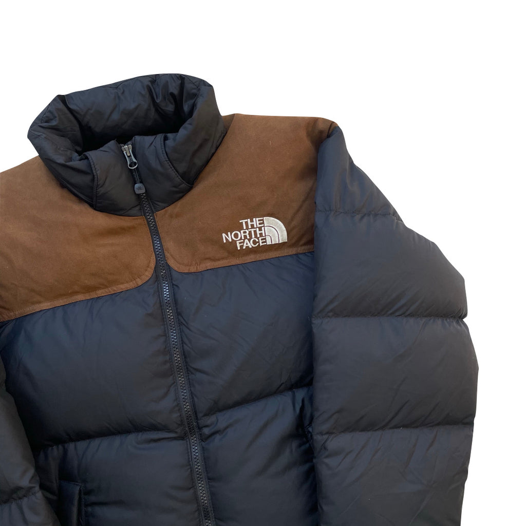 The North Face Matte Black & Brown Puffer Jacket