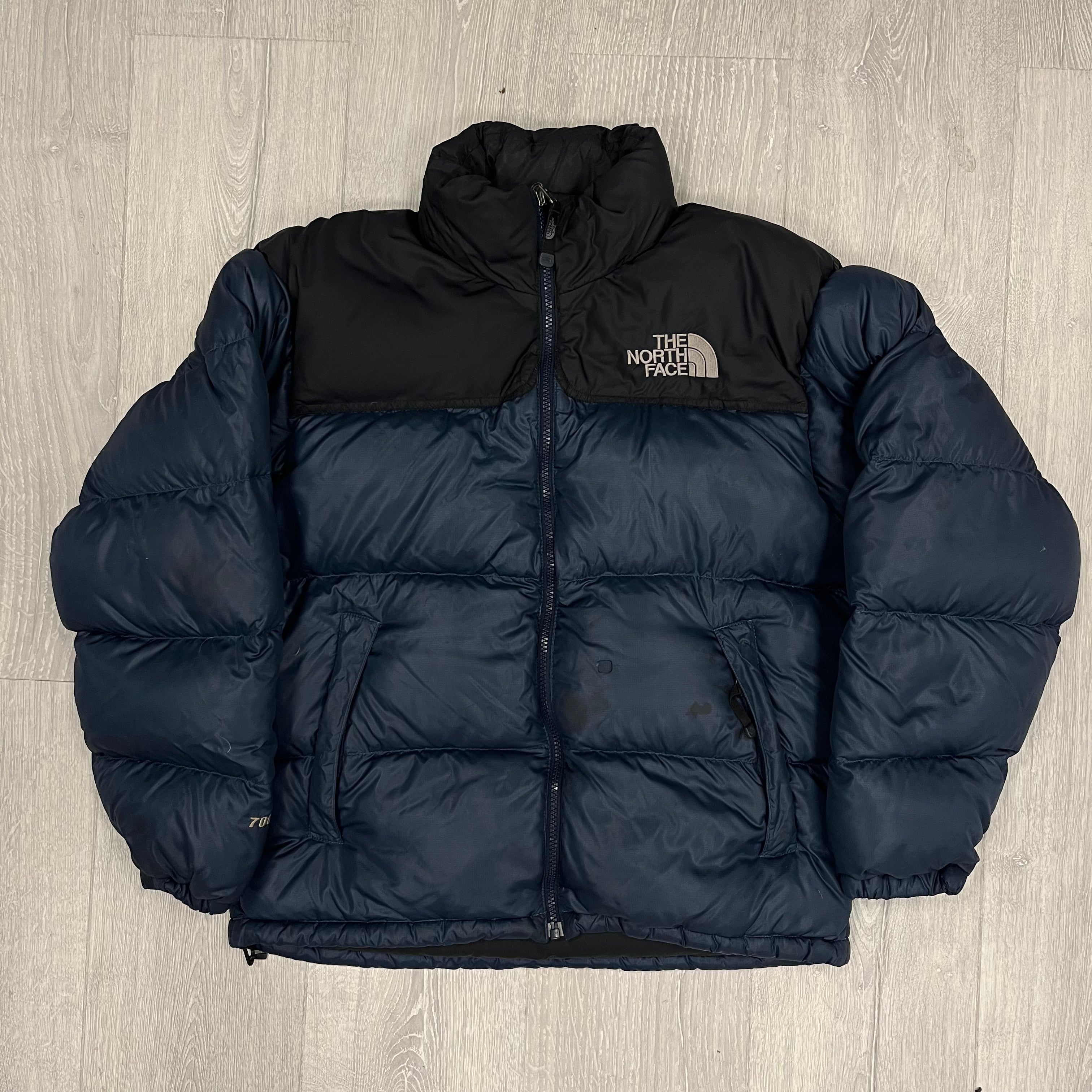 The North Face Navy Blue Puffer Jacket WITH STAIN AND REPAIR