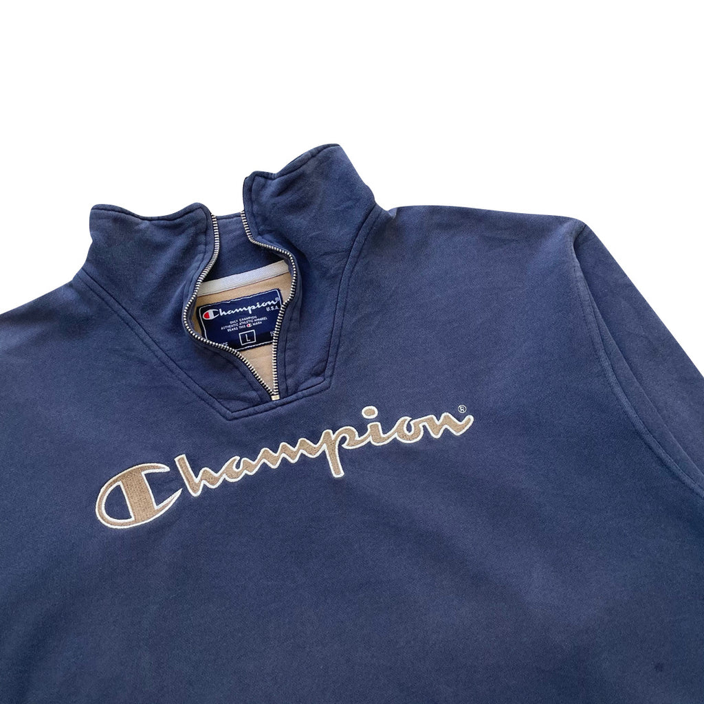 Champion Navy Blue 1/4 Zip Sweatshirt NO ZIP