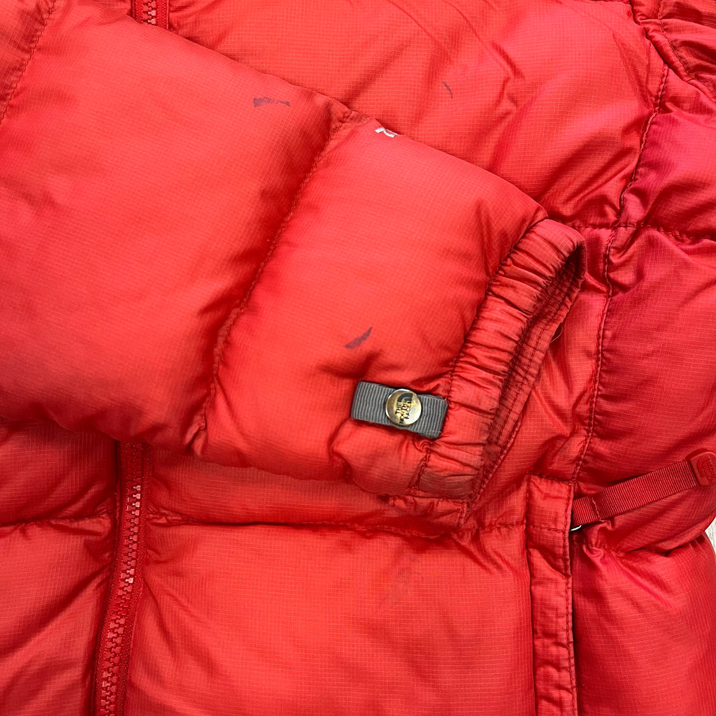The North Face Womens Red Puffer Jacket WITH STAIN