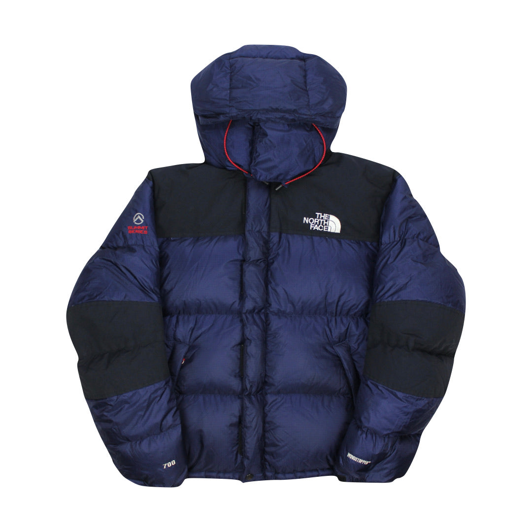 The North Face Dark Navy Blue Baltoro Puffer Jacket WITH REPAIRS