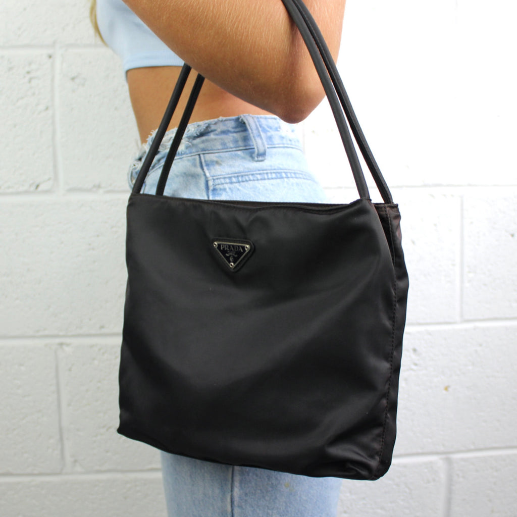 Prada Light Black / Plum Nylon Mini Handbag
