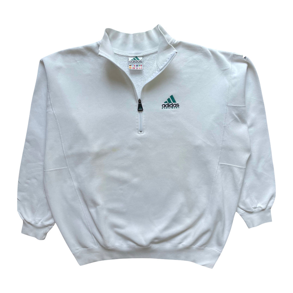 Adidas Equipment White 1/4 Zip Sweatshirt WITH STAIN