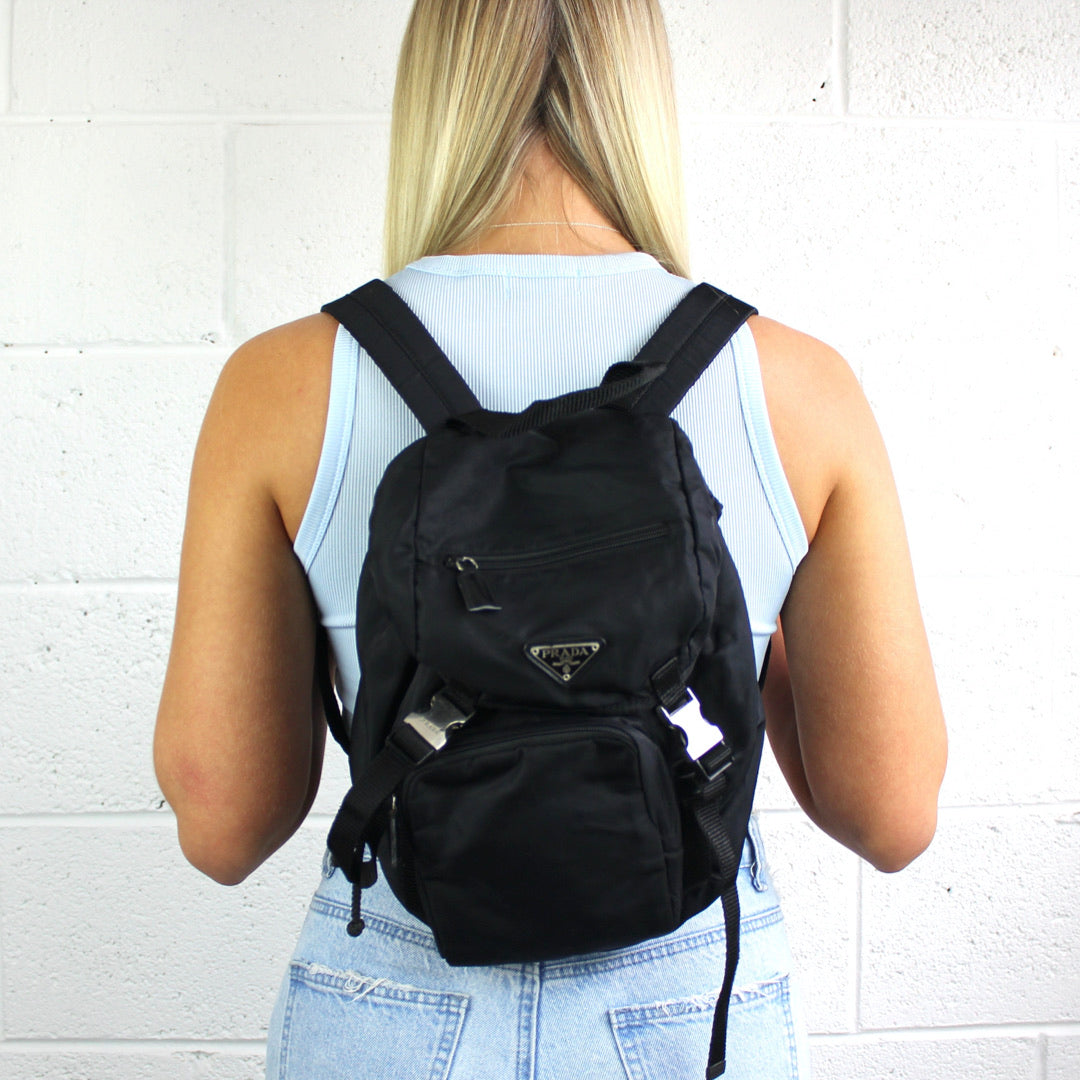 Prada Black Mini Nylon Bagpack