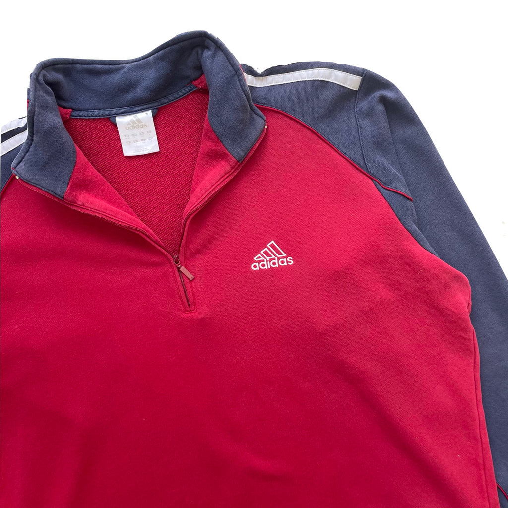 Adidas Red & Navy 1/4 Zip Sweatshirt