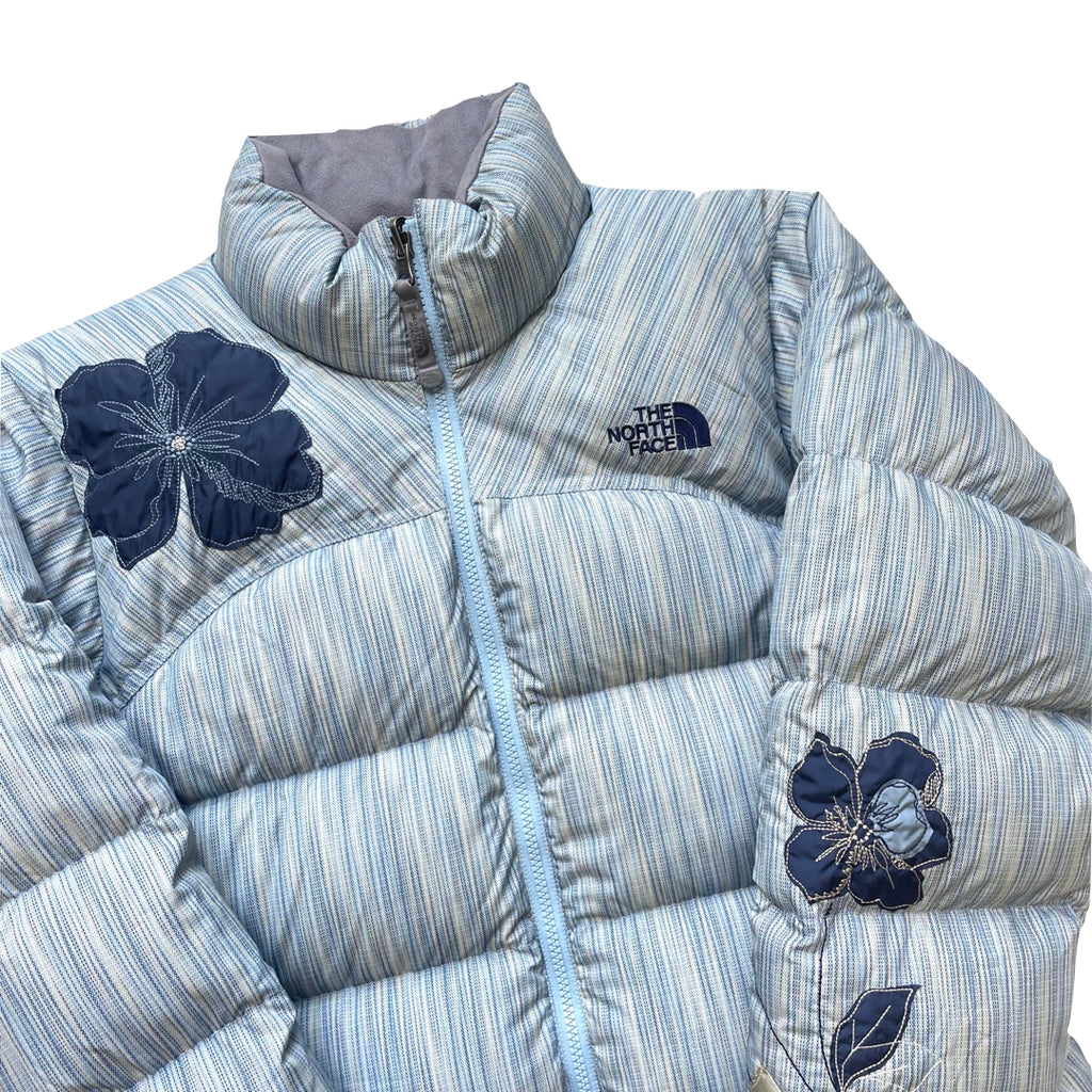 The North Face Womens Baby Blue Multi Puffer Jacket