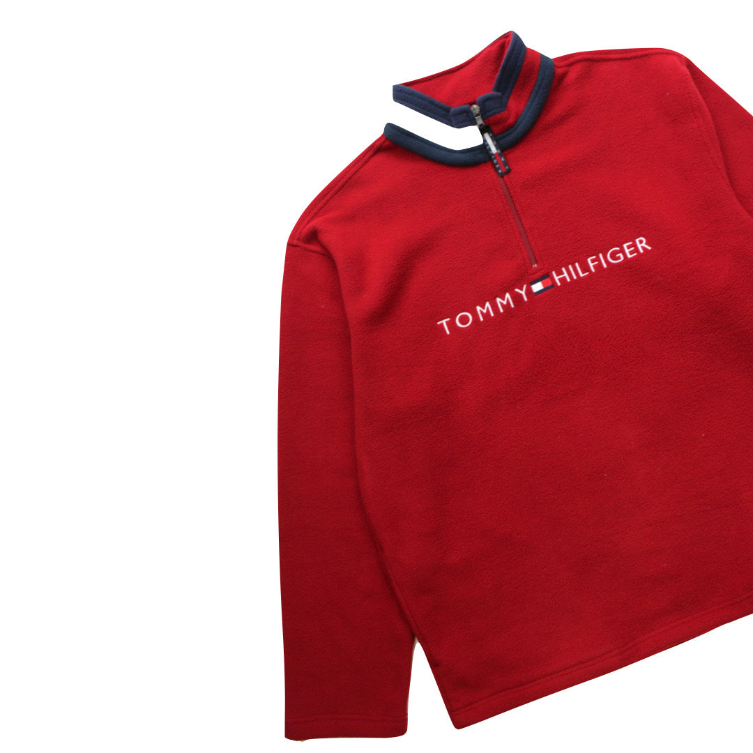 Tommy Hilfiger Dark Red 1/4 Zip Fleece Jumper