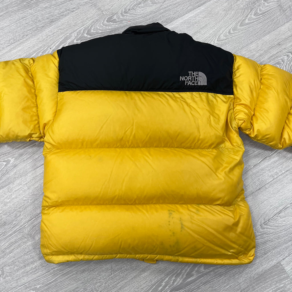 The North Face Yellow Puffer Jacket WITH STAIN