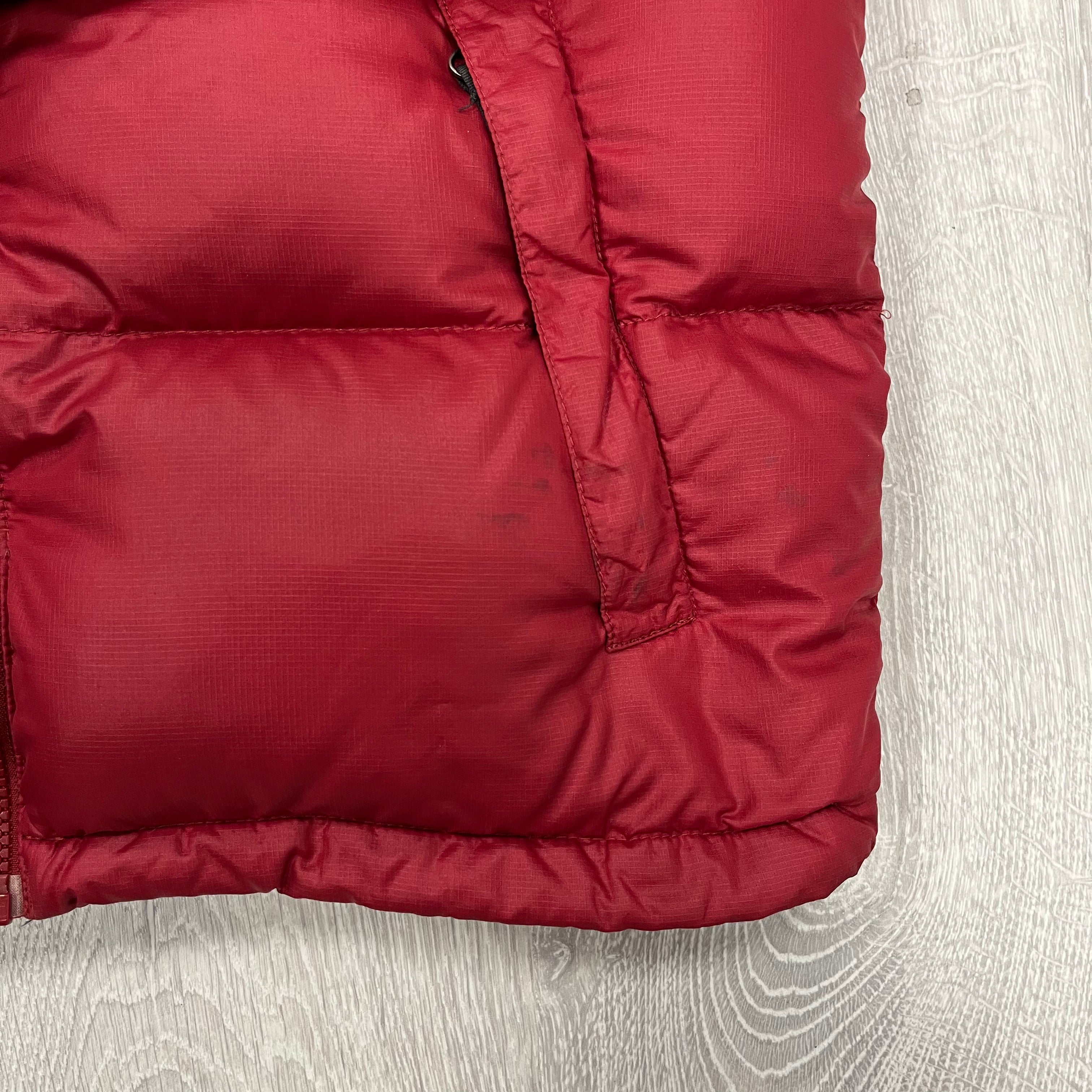 The North Face Light Maroon Red Puffer Jacket WITH STAIN