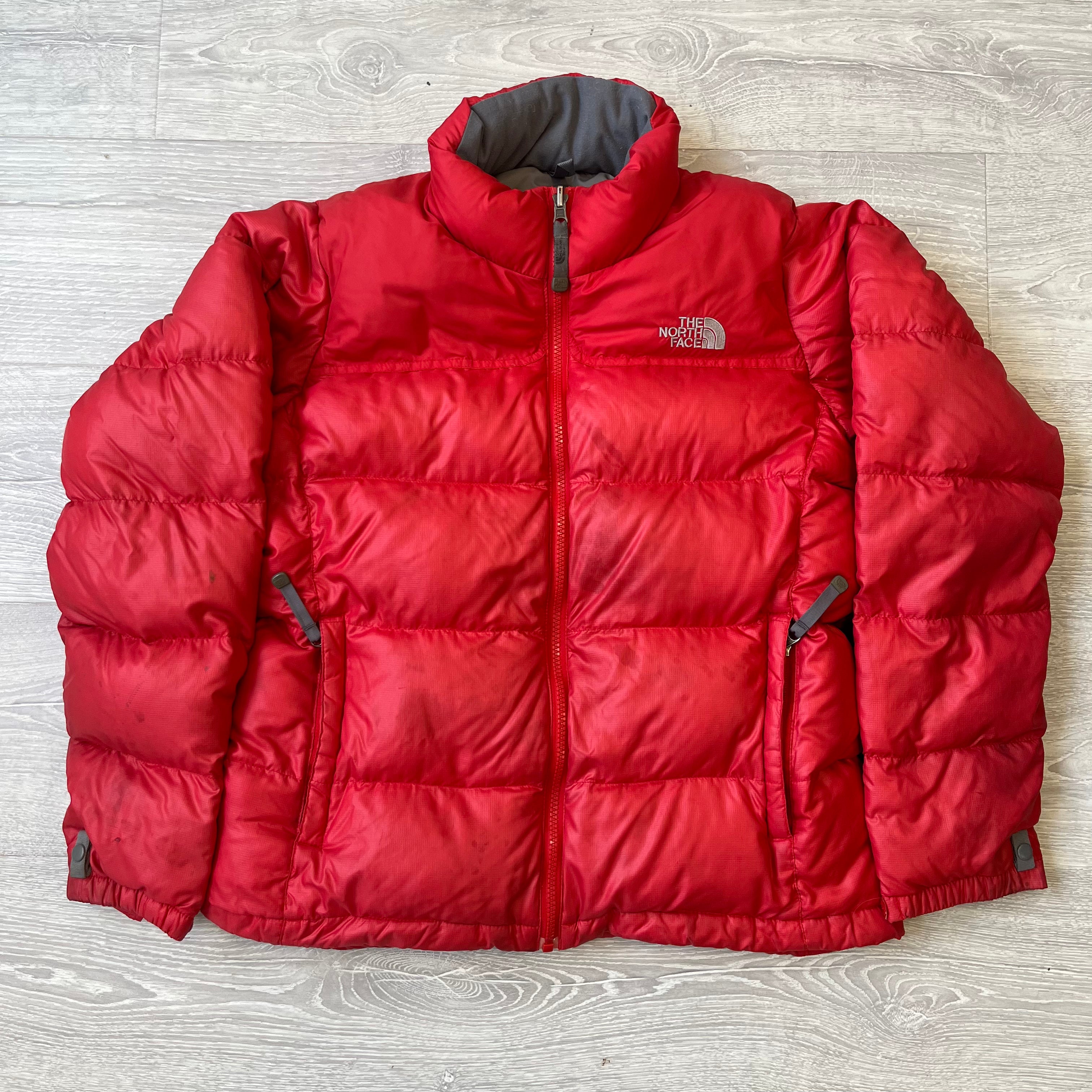 The North Face Womens Red Puffer Jacket WITH STAINS