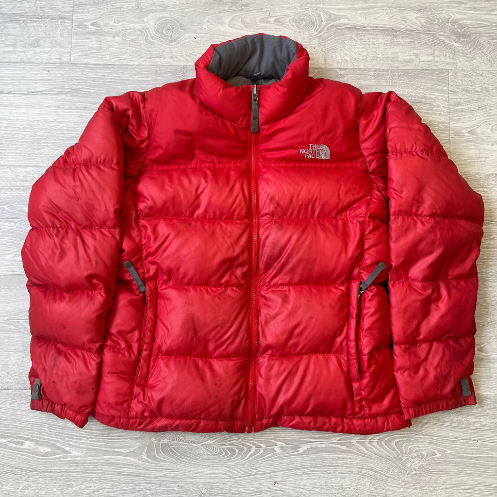 The North Face Womens Red Puffer Jacket WITH STAINS