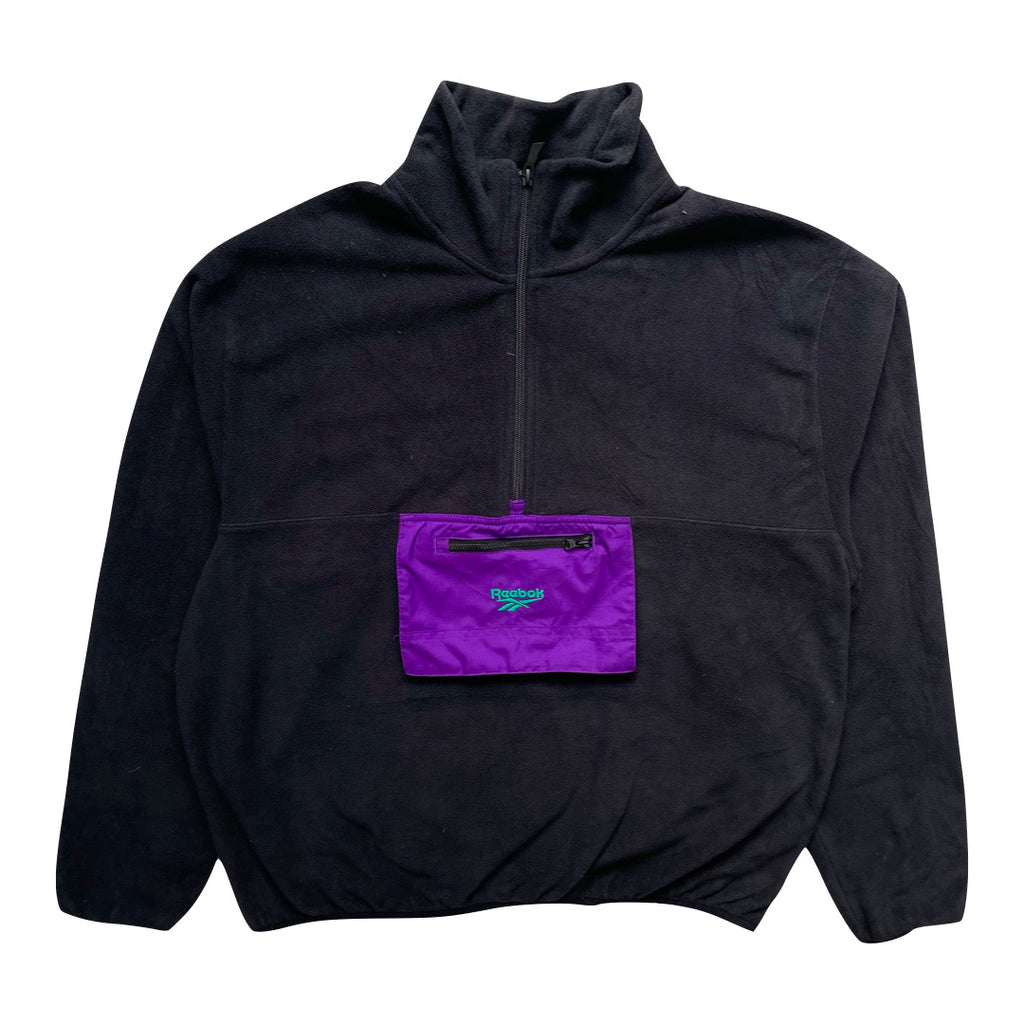 Reebok Black / Purple 1/4 Zip Fleece Sweatshirt