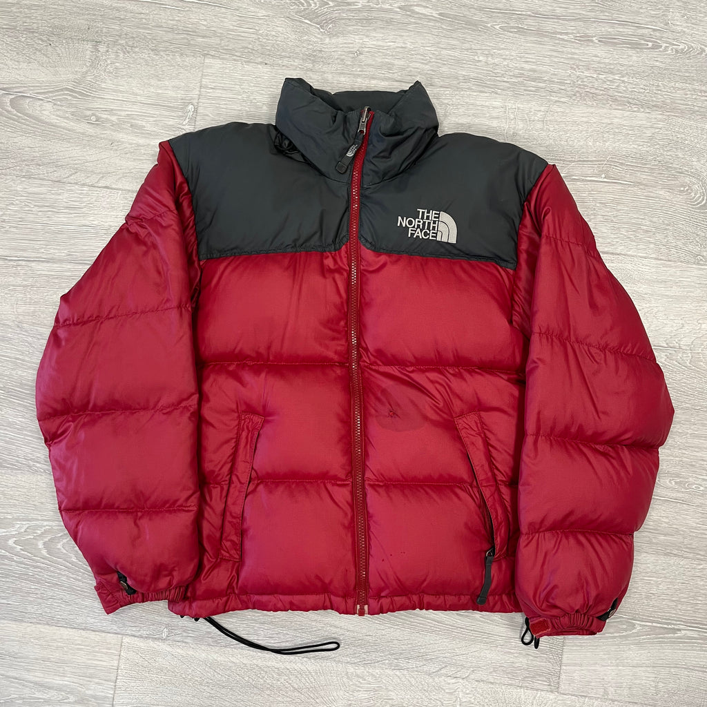 The North Face Light Maroon Red Puffer Jacket WITH REPAIR & STAIN