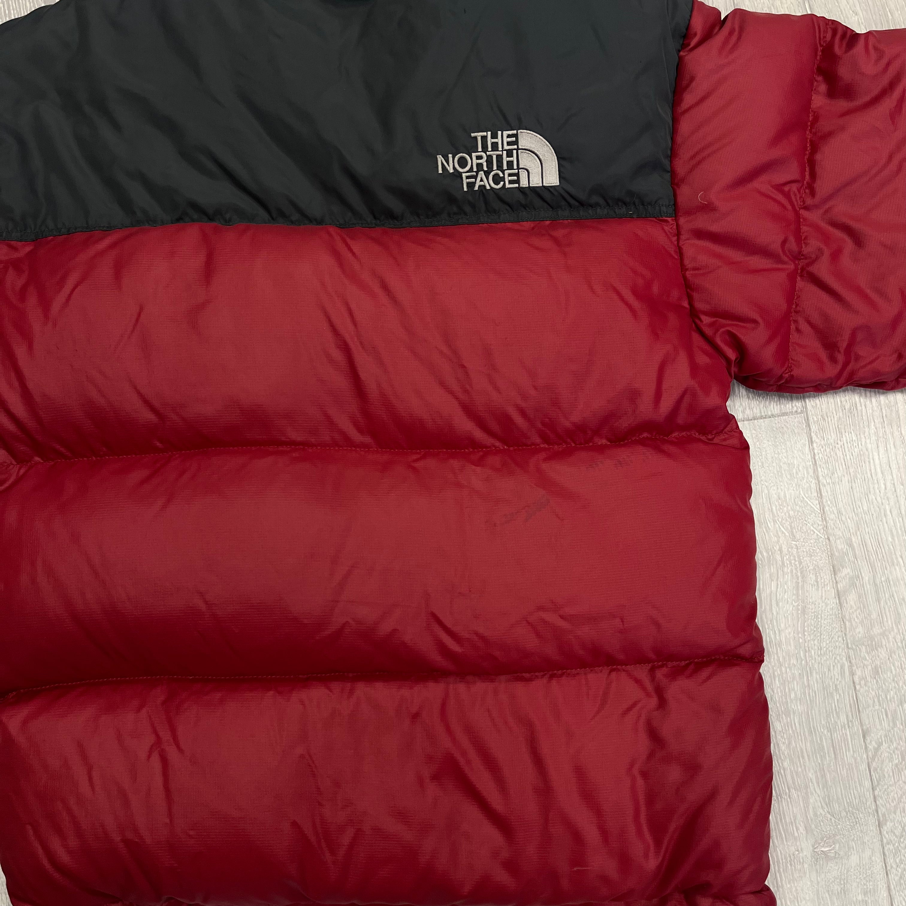 The North Face Light Maroon Red Puffer Jacket WITH STAINS