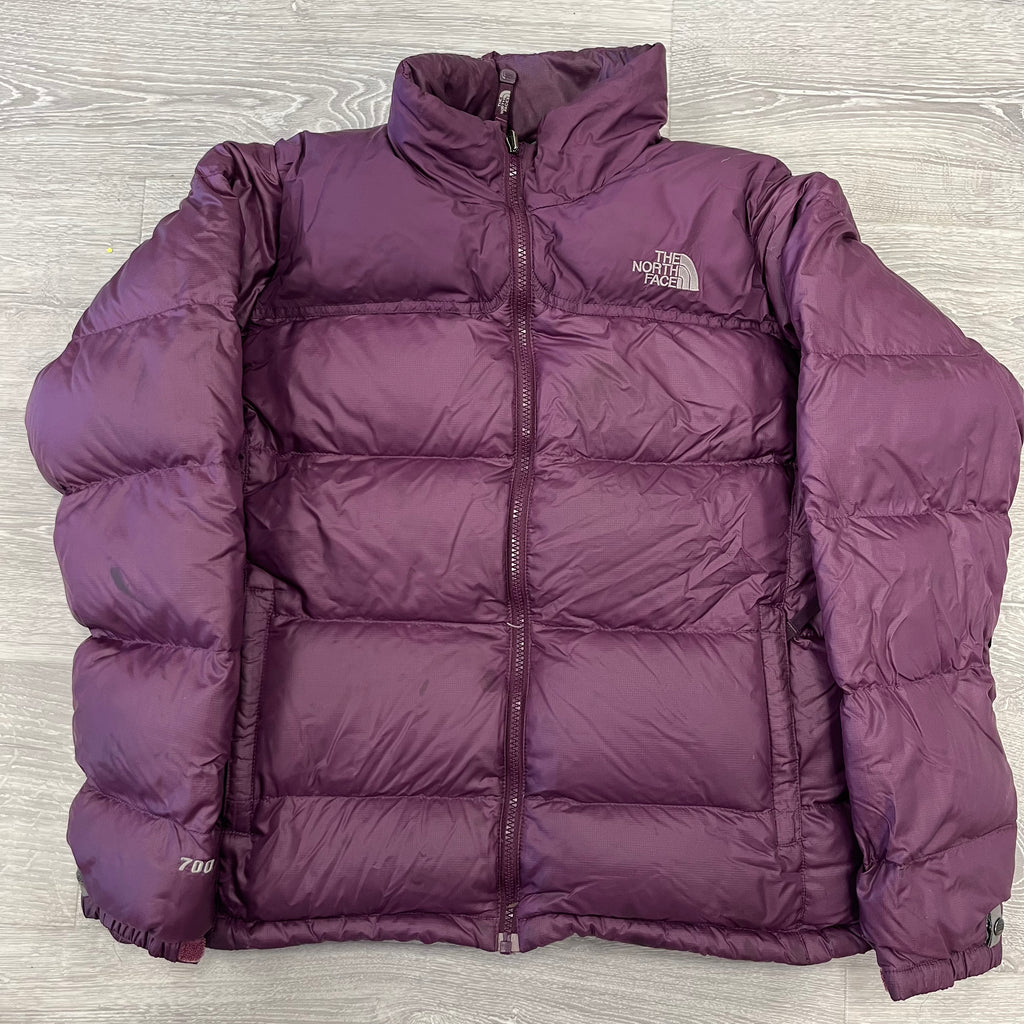 The North Face Womens Purple Puffer Jacket WITH STAIN