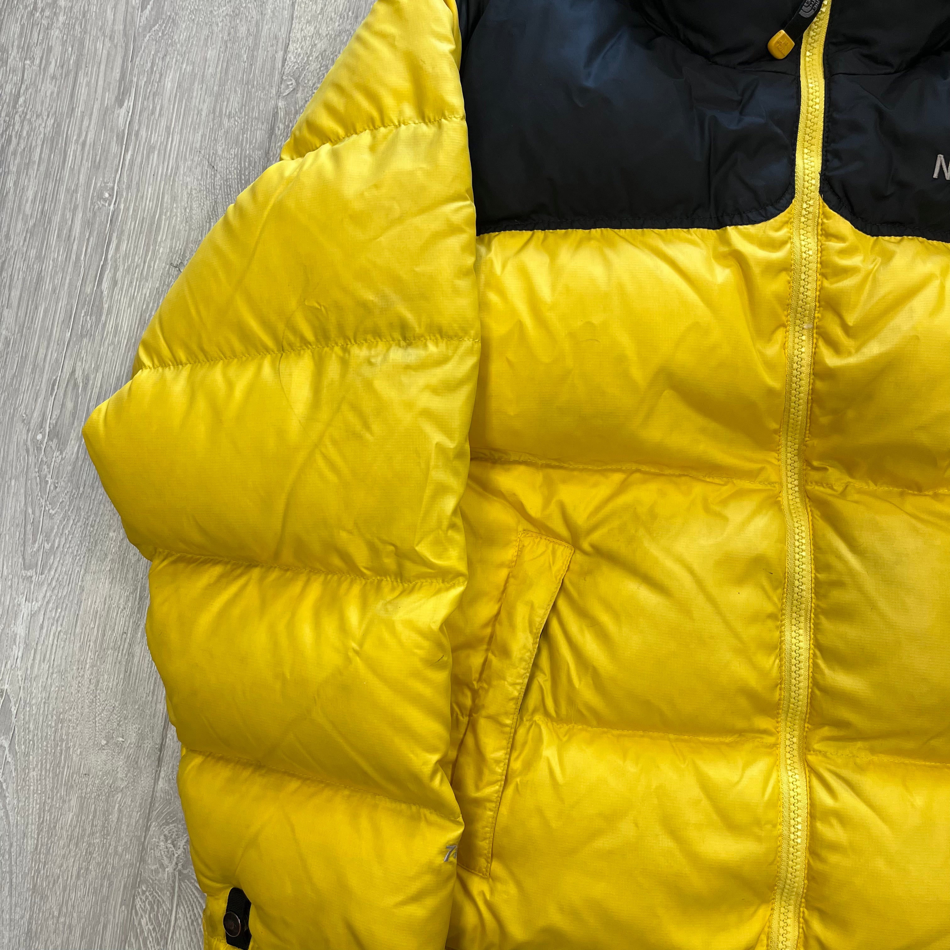 The North Face Yellow Puffer Jacket WITH STAIN