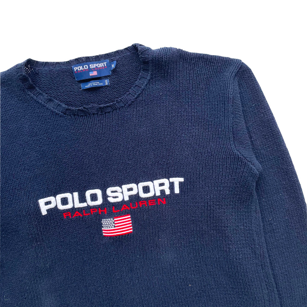 Ralph Lauren Polo Sport Navy Blue Knit Sweatshirt