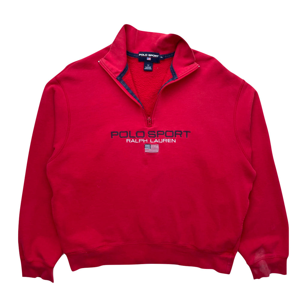 Ralph Lauren Polo Sport Red 1/4 Zip Sweatshirt