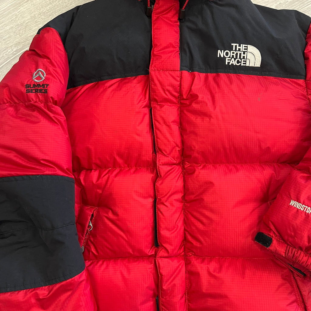 The North Face Red Baltoro Puffer Jacket WITH STAINS