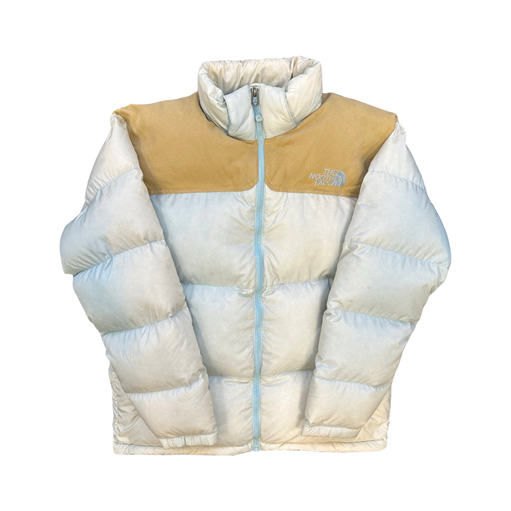 The North Face Faded White / Blue Puffer Jacket