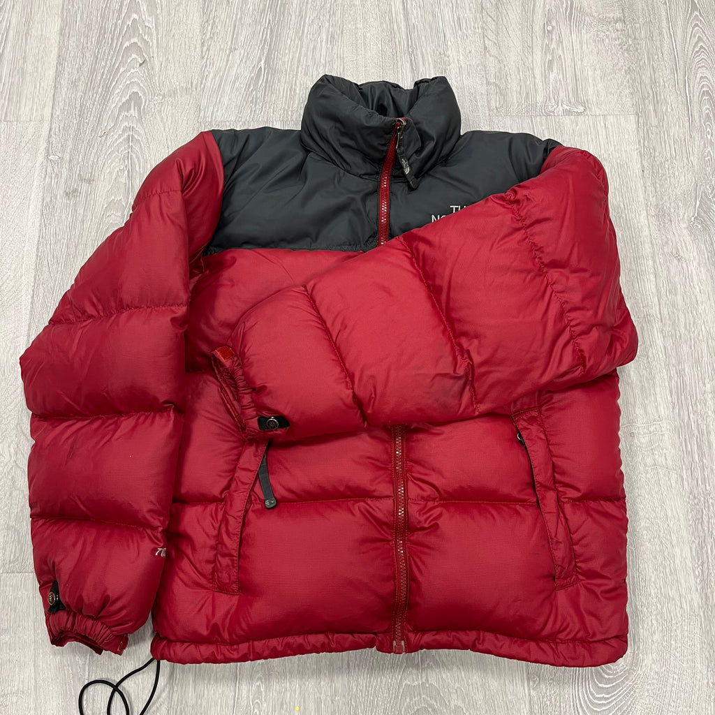 The North Face Light Maroon Red Puffer Jacket WITH STAIN