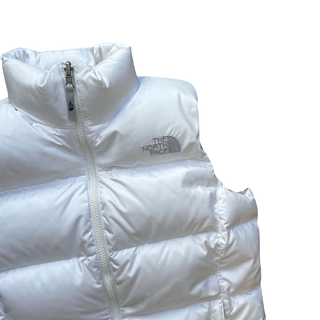 The North Face Womens White Gilet Puffer Jacket With Grey Detail