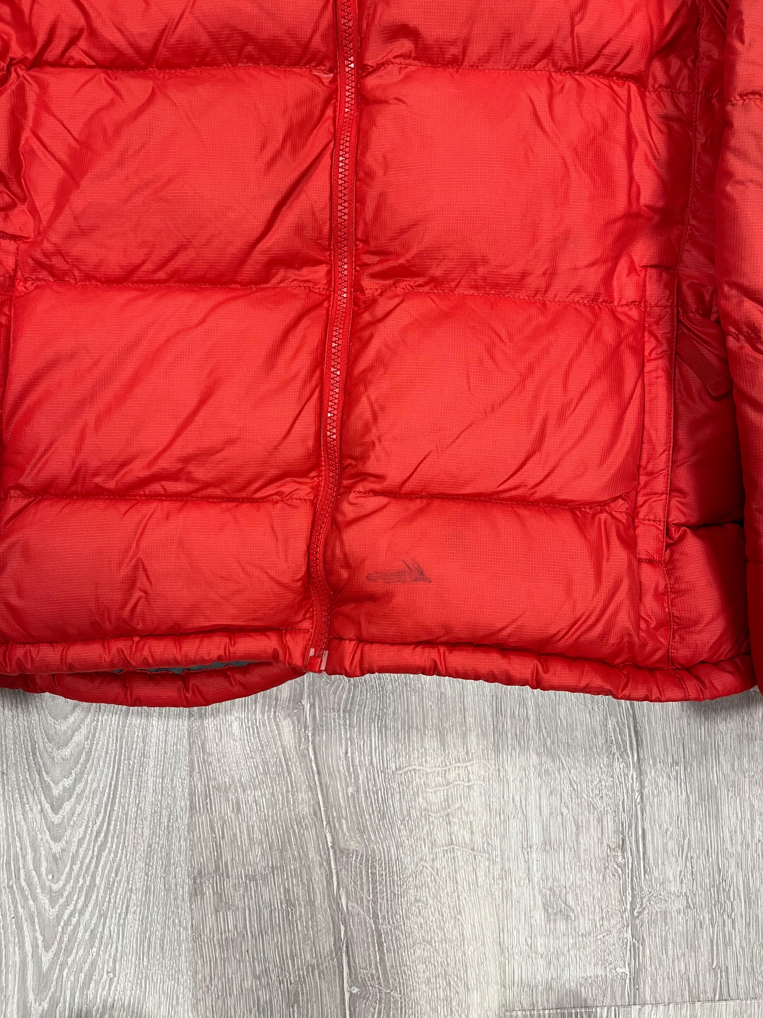 The North Face Womens Red Puffer Jacket WITH STAIN