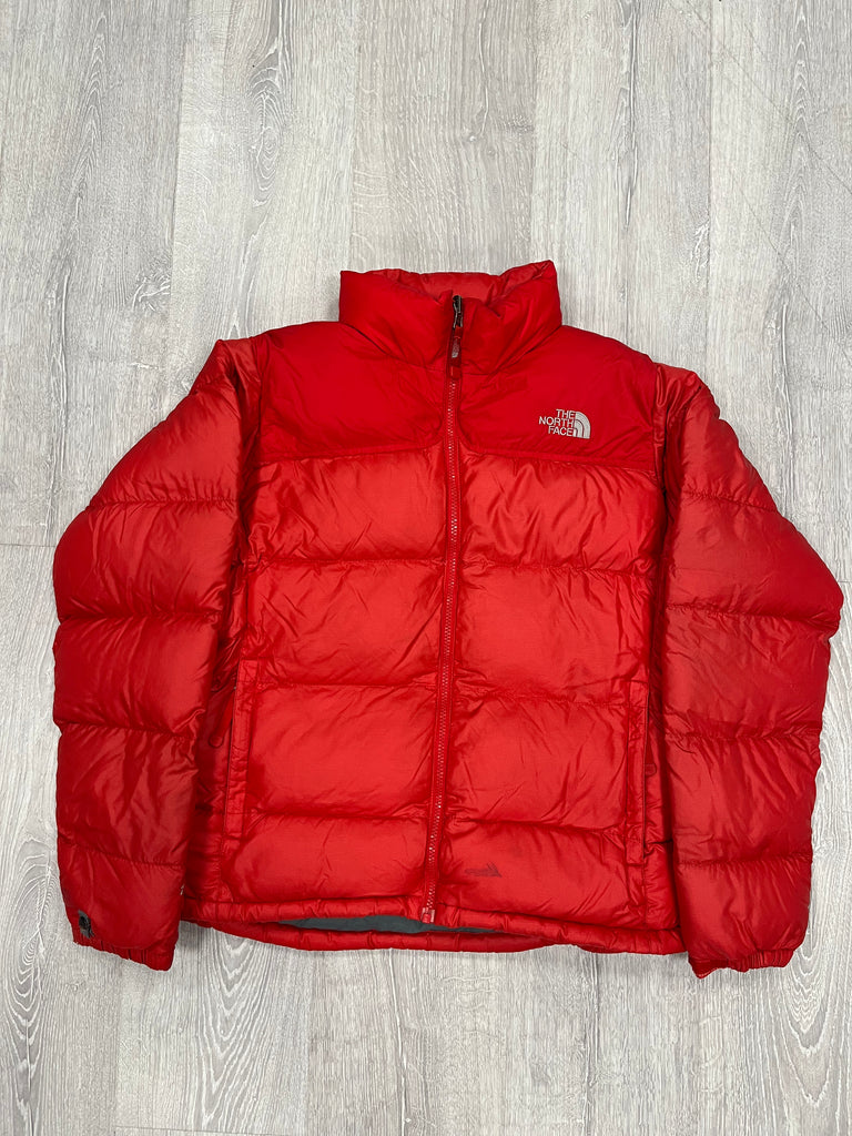 The North Face Womens Red Puffer Jacket WITH STAIN