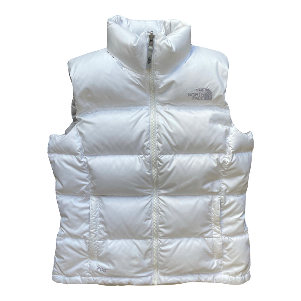 The North Face Womens White Gilet Puffer Jacket With Grey Detail