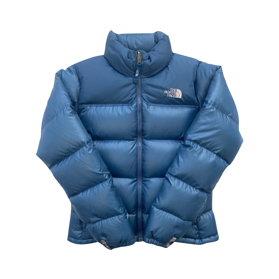 The North Face Womens Blue Puffer Jacket WITH REPAIRS