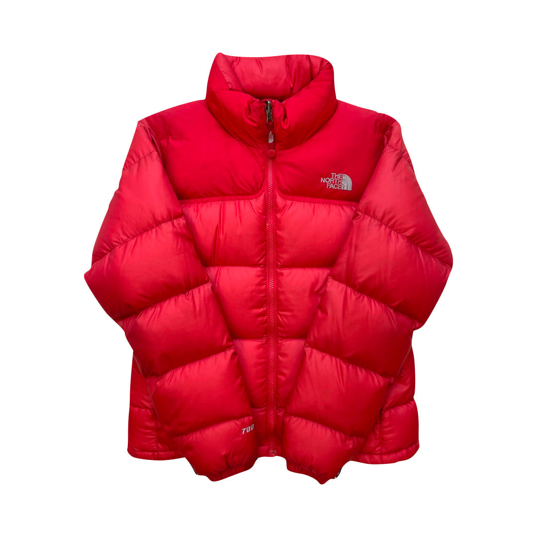 The North Face Womens Red Puffer Jacket WITH STAIN