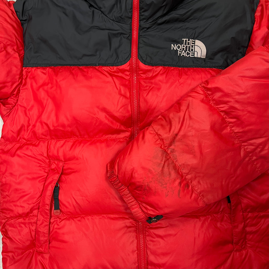 The North Face Red Puffer Jacket WITH STAIN ON SLEEVE