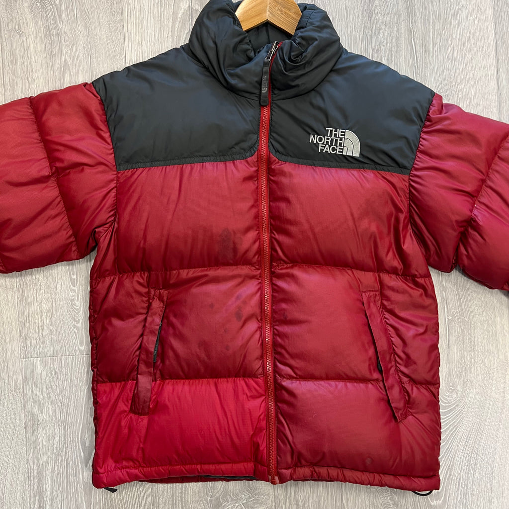 The North Face Light Maroon Red Puffer Jacket WITH STAIN AND REPAIR