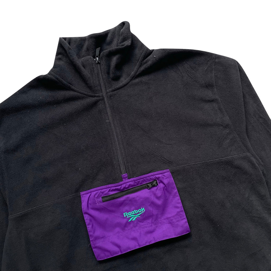 Reebok Black / Purple 1/4 Zip Fleece Sweatshirt