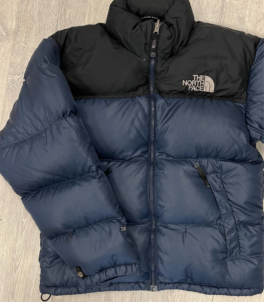 The North Face Navy Blue Puffer Jacket WITH MINOR STAIN & REPAIR