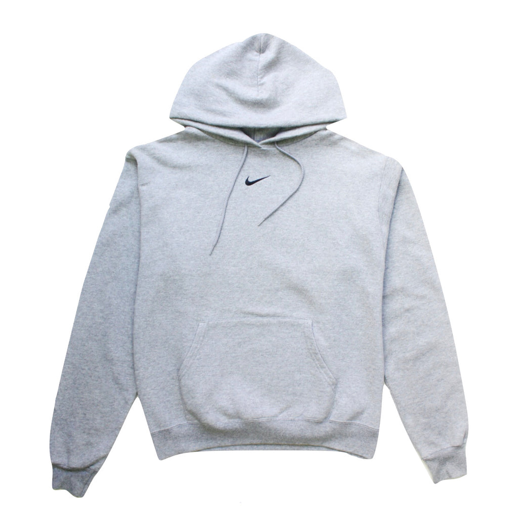 Nike Grey Center Logo Hoodie Sweatshirt | We Vintage