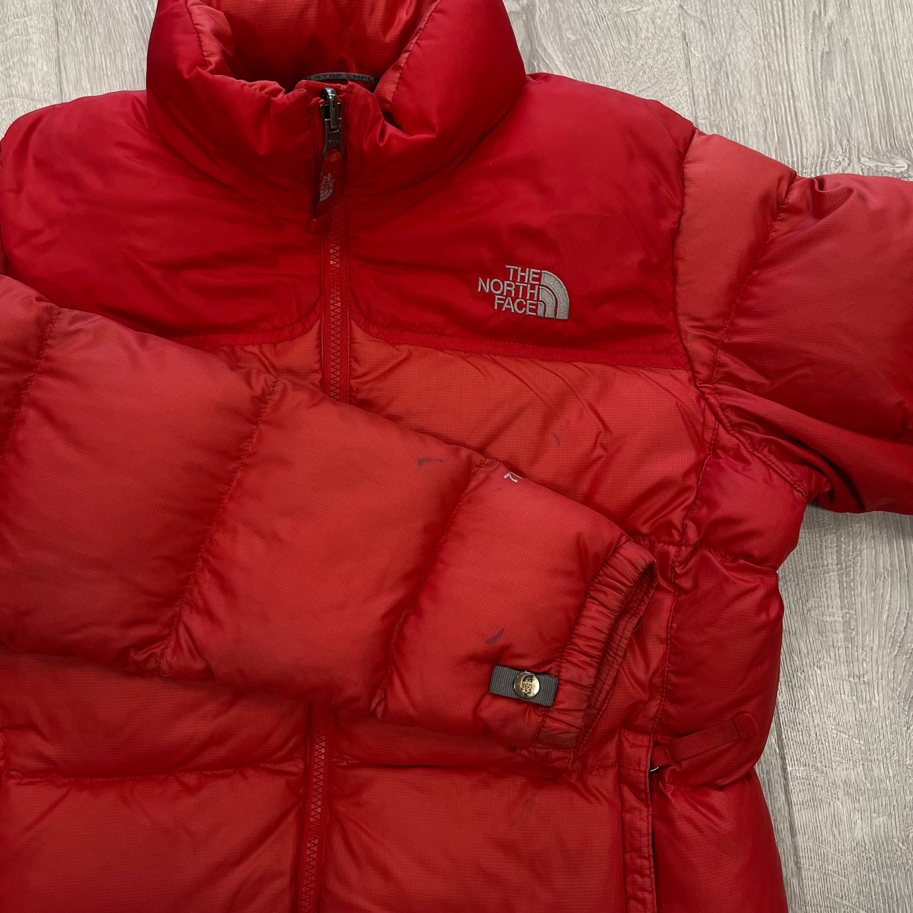 The North Face Womens Red Puffer Jacket WITH STAIN