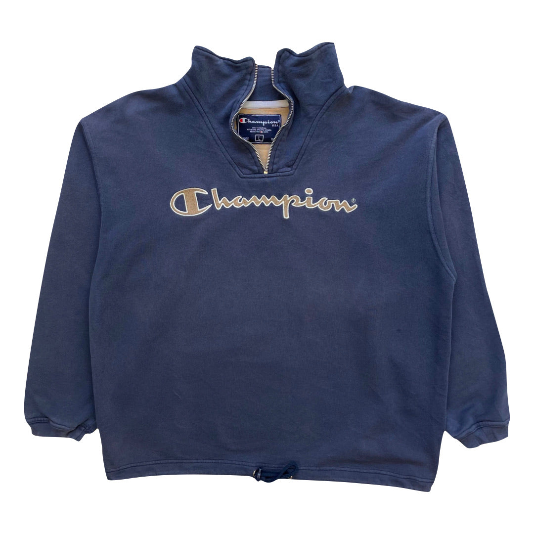 Champion Navy Blue 1/4 Zip Sweatshirt NO ZIP