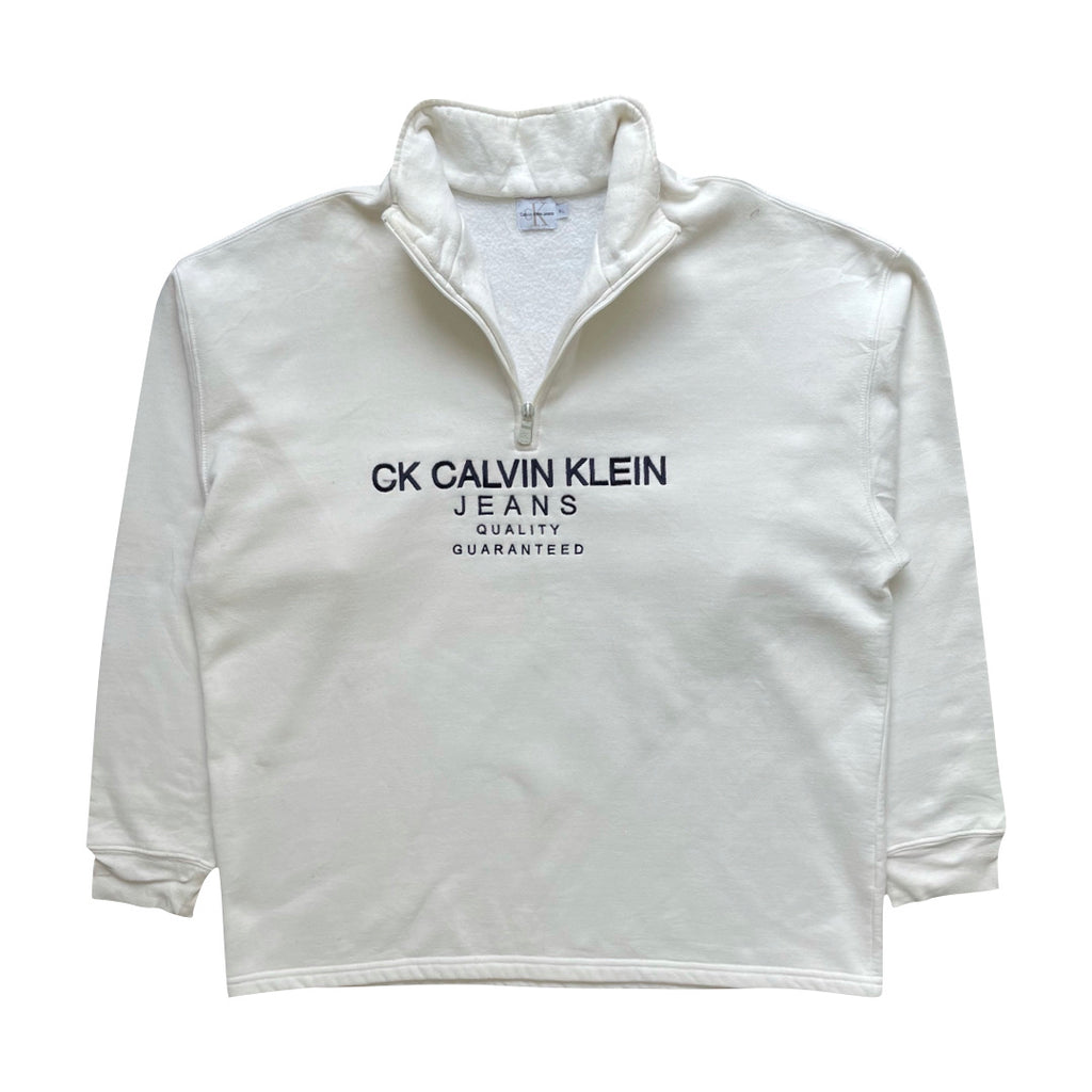 Calvin Klein White/Cream 1/4 Zip Sweatshirt