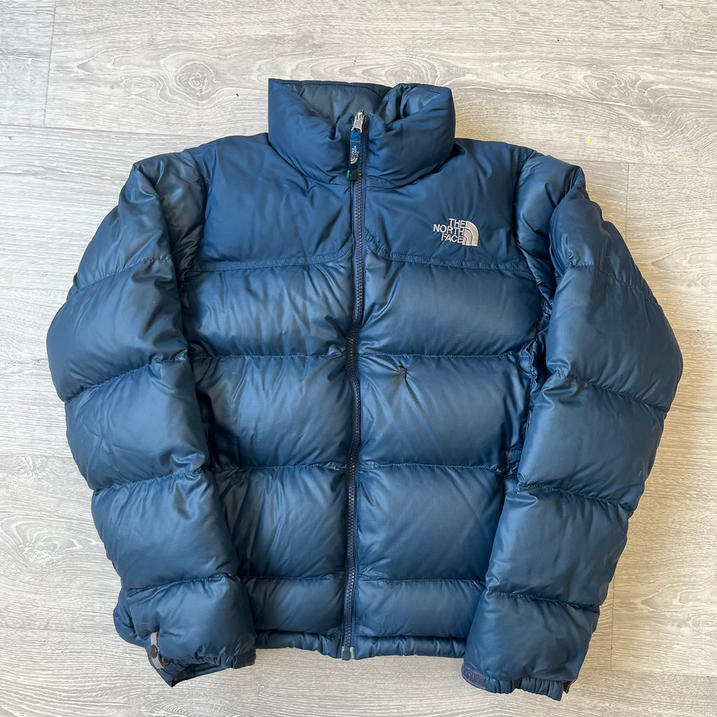 The North Face Womens Blue Puffer Jacket WITH REPAIRS