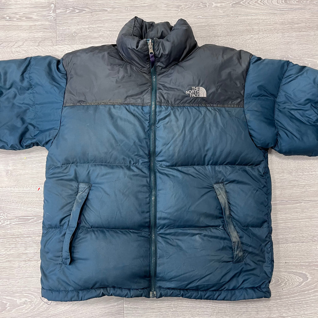The North Face Sea Green Blue Puffer Jacket WITH STAIN