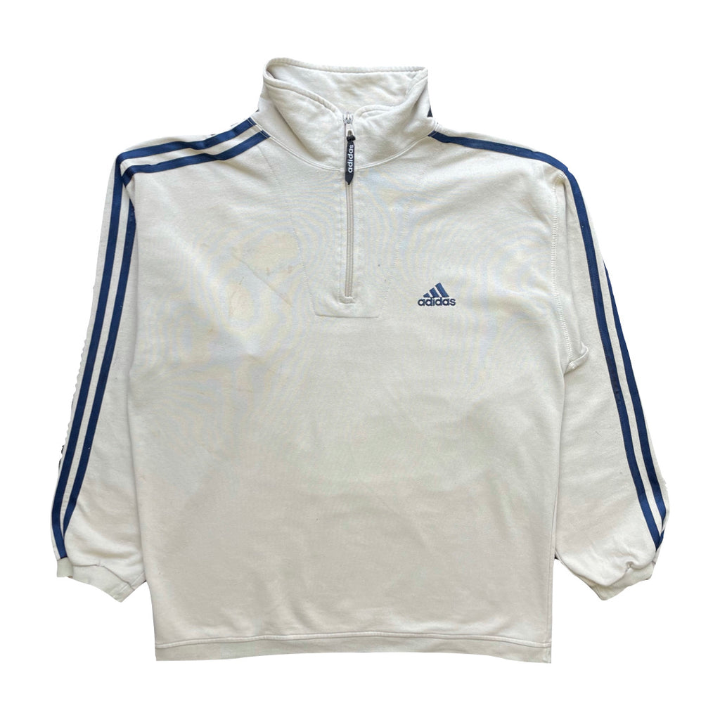 Adidas Light Beige/Brown 1/4 Zip Sweatshirt WITH STAIN