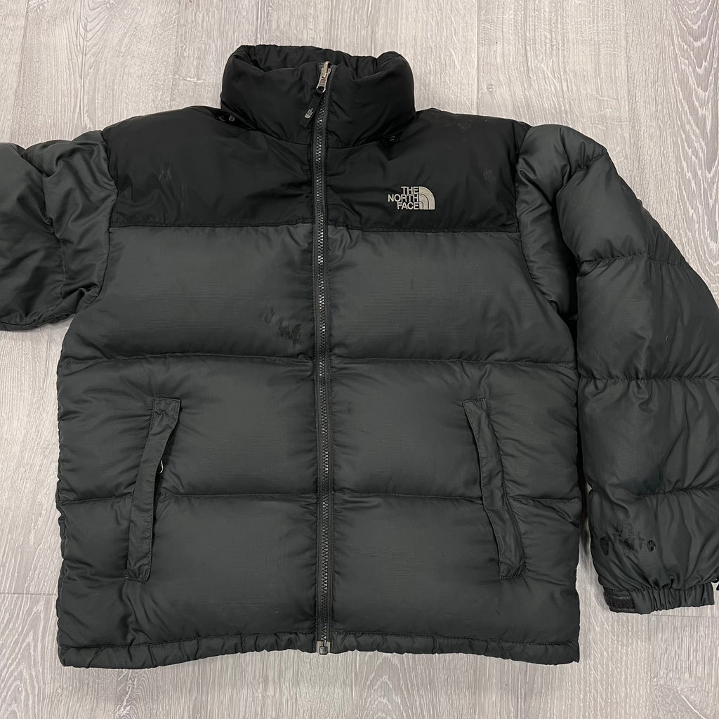 The North Face Dark Grey Matte Puffer Jacket WITH STAIN