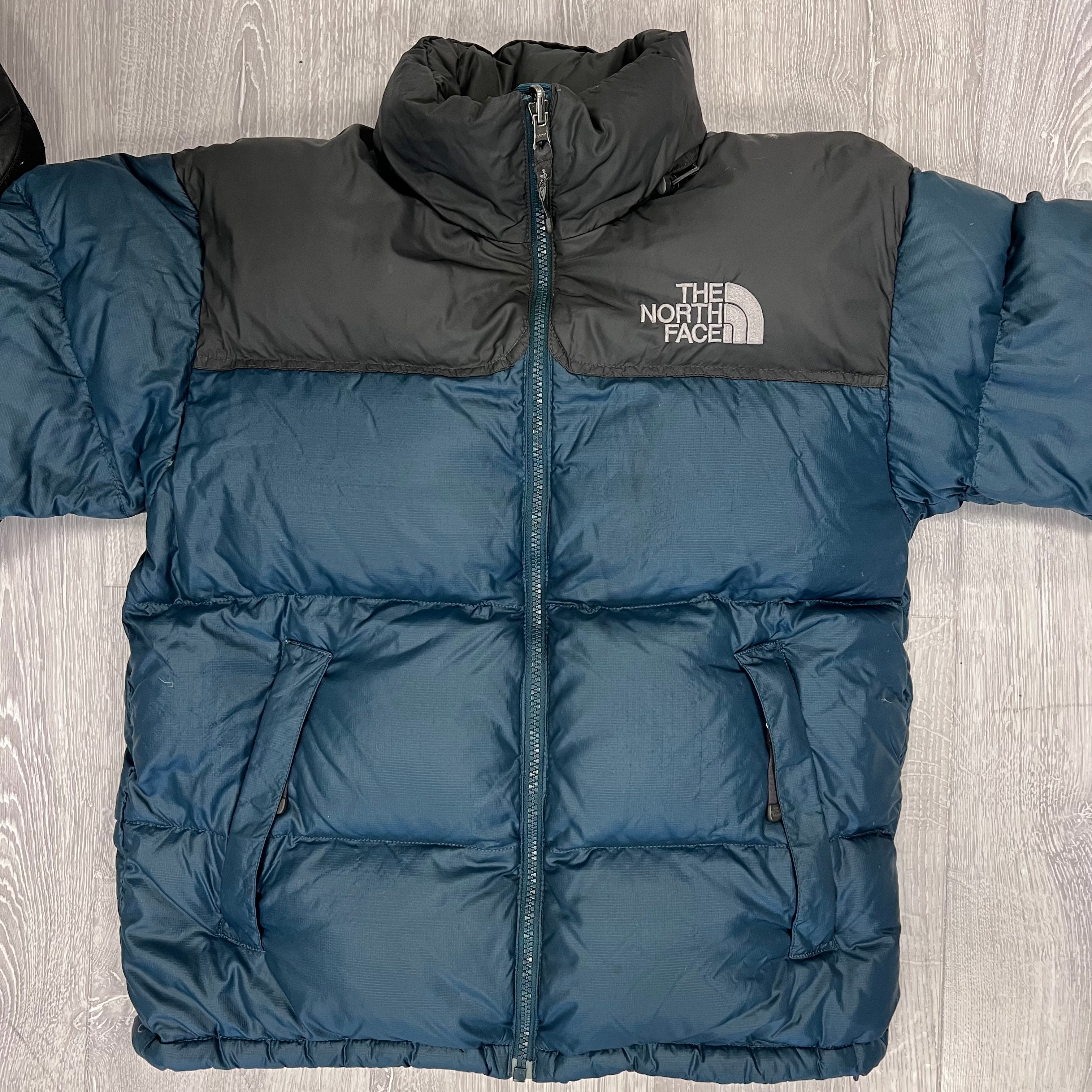 The North Face Sea Green Blue Puffer Jacket WITH STAIN