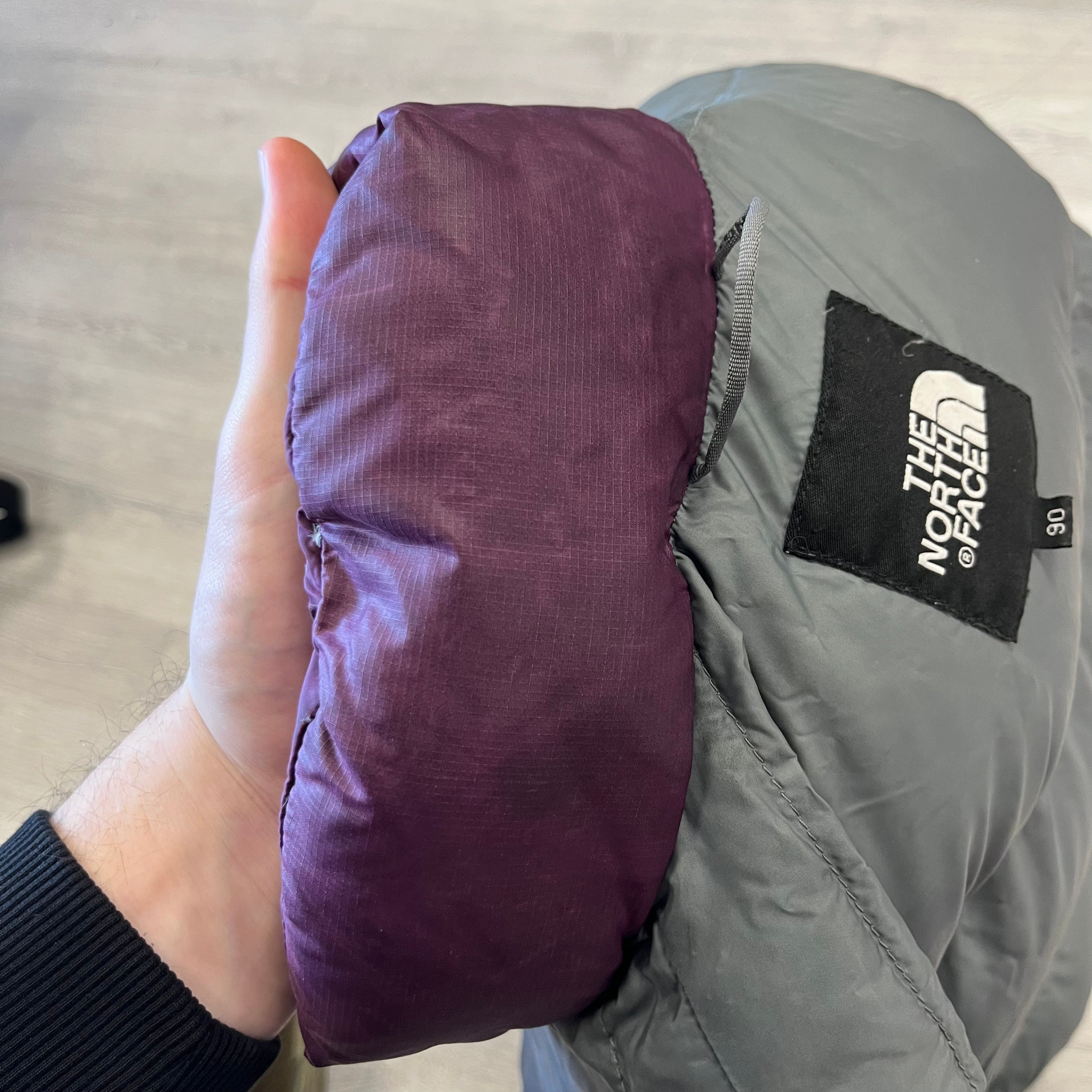 The North Face Womens Purple Puffer Jacket WITH STAIN