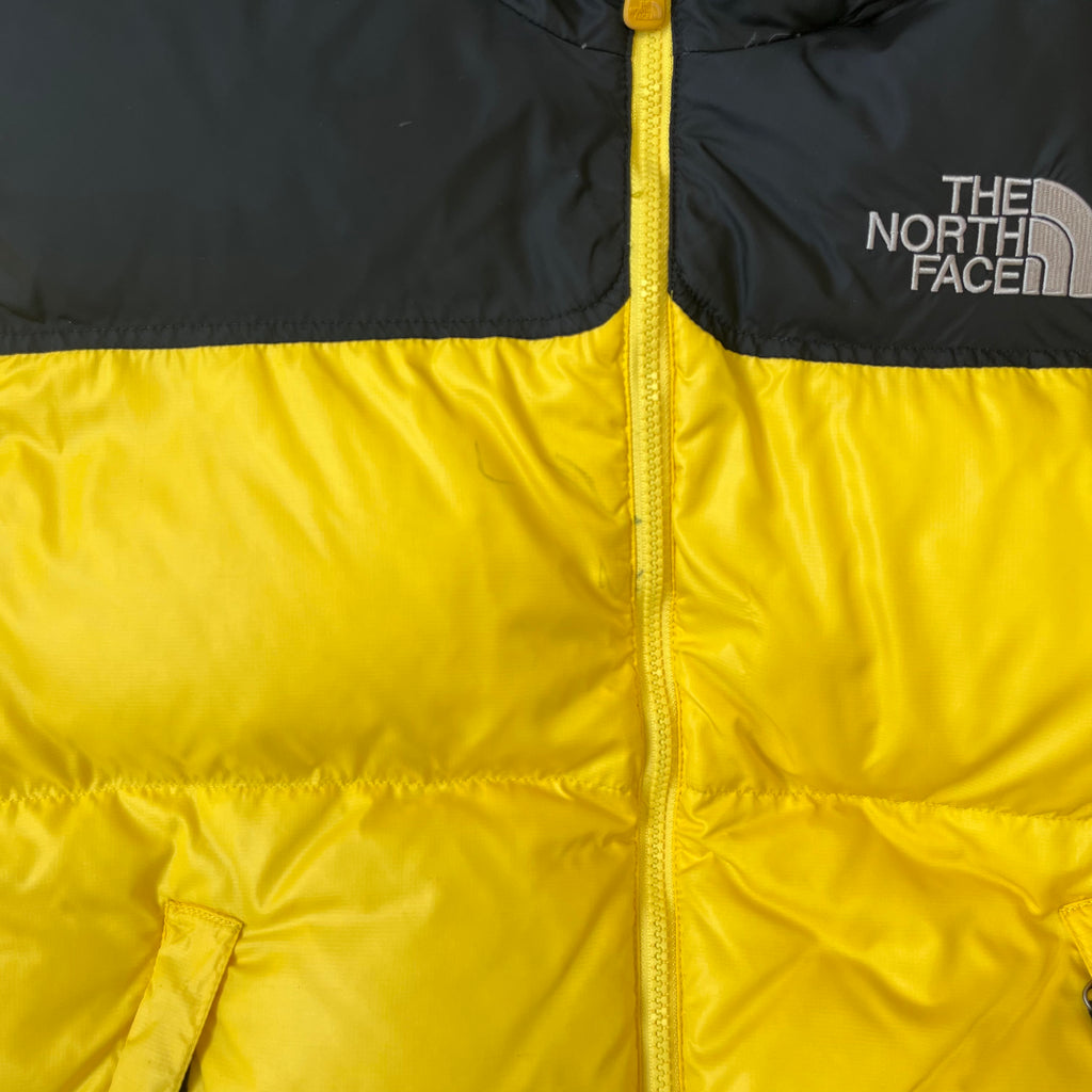 The North Face Yellow Puffer Jacket WITH STAINS AND FAULT