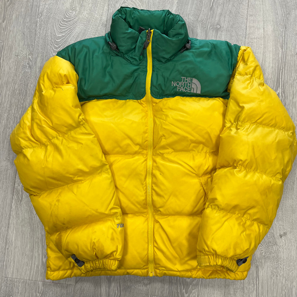 The North Face Yellow & Green Puffer Jacket WITH STAINS
